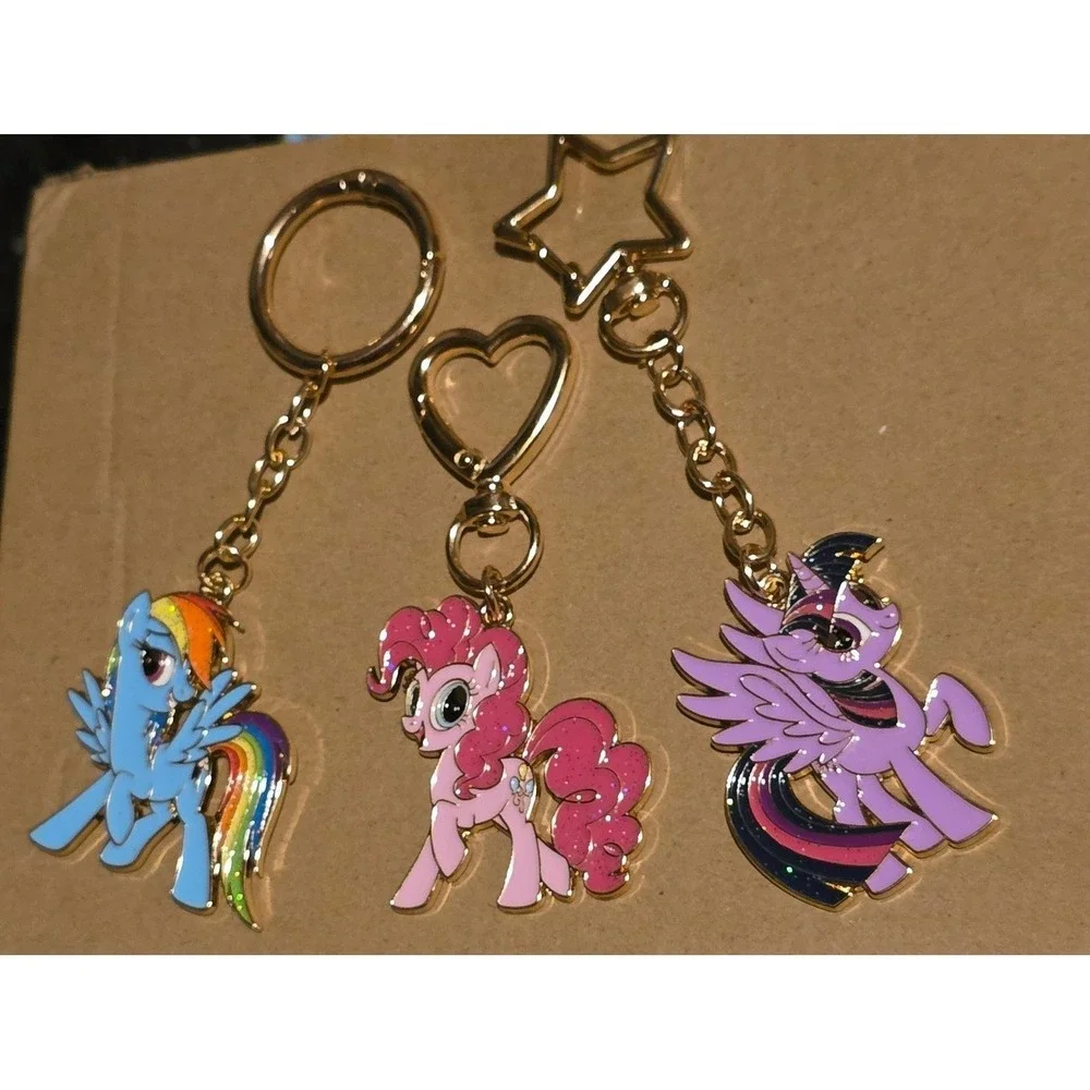 Set of 3 My Little Pony Keychains Rainbow Dash Pinkie Pie Twilight Sparkle! NEW